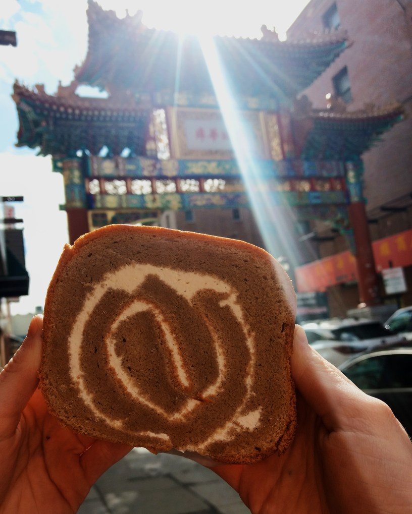 Philadelphia Chinatown gate + swiss roll