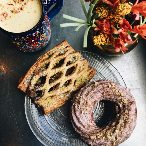 Latte and pastries at Suraya Philadelphia